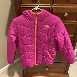 The Northface girls reversible winter jacket, Large, size 14-16, pink &orange